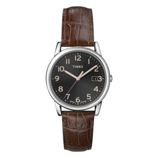 Timex Mens T2N948 Elevated Classics Dress Black Dial Brown Leather