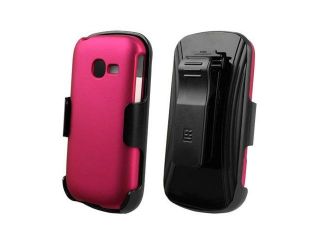 Rose Pink Rubberized Phone Case Holster Combo with Screen Protector for Samsung R480C