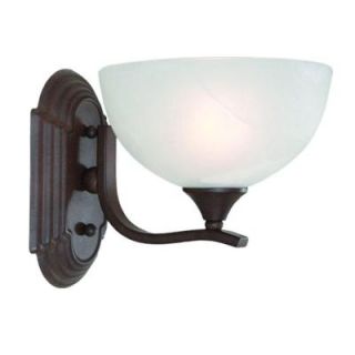 Yosemite Home Decor Glacier Point Collection 1 Light Dark Brown Bathroom Vanity Light with Ivory Cloud Glass Shade 1391DB