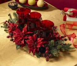 Poinsettia and Berry Triple Candelabrum Silk Plant   13122740