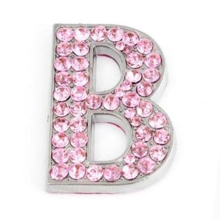 Pink Letter B Design Rhinestones Decor Metal Decorative Adhesive Sticker for Car