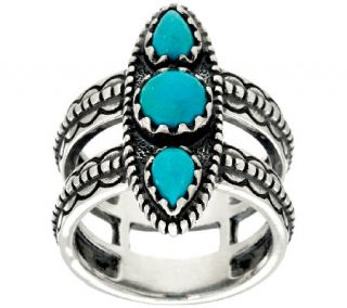 Jennifer Nettles Sterling Silver Double Band Turquoise Ring —