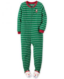 Carters Boys or Little Boys One Piece Footed Striped Santa Pajamas