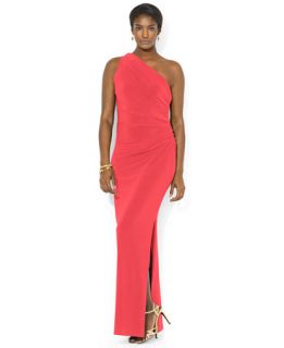 Lauren by Ralph Lauren One Shoulder Gathered Gown