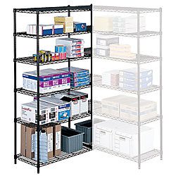 Safco Industrial Wire Shelving Add On Unit 48 W x 24 D Black