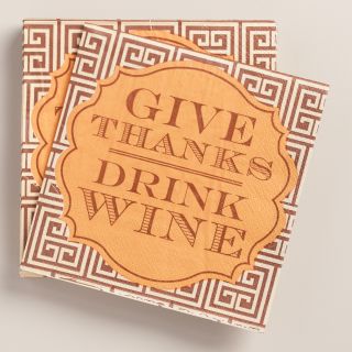 Give Thanks Drink Wine Beverage Napkins, 20 Count