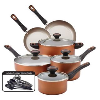Farberware Dishwasher Safe High Performance Nonstick 15 Piece Cookware Set, Copper