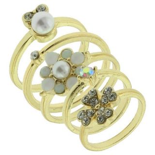 Womens Five Piece Mixed Ring Set   Gold