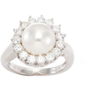 6.70 Carat T.G.W. White Pearl Crystal Ring in Sterling Silver