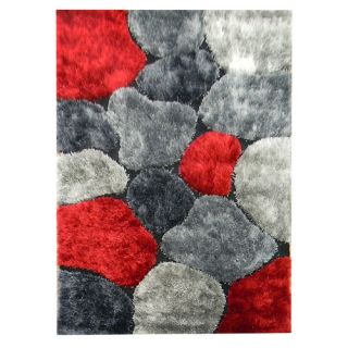 Flash Shaggy Red/Gray Abstract Block Area Rug by DonnieAnn Company