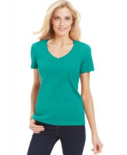 INC International Concepts Ribbed Knit V Neck Top