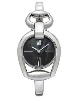 Gucci Womens Swiss Horsebit Stainless Steel Bangle Bracelet Watch