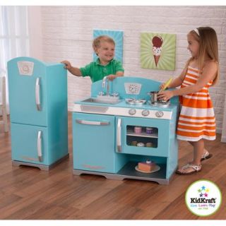 KidKraft Blue Retro Wooden Play Kitchen and Refrigerator