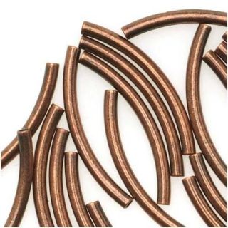 Antiqued Copper Plated Curved Tube Noodle Beads 15mm (50 Beads)