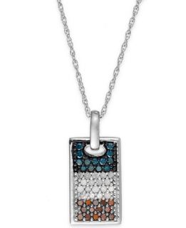 Diamond Flag Dog Tag Pendant Necklace in Sterling Silver (1/2 ct. t.w