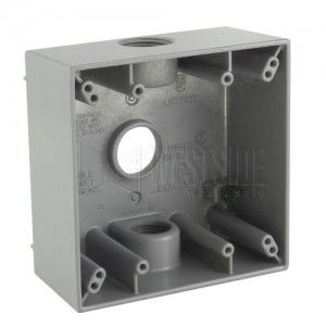 Crouse Hinds TP7086 Electrical Box, 2" Deep Weatherproof Cast Aluminum Outlet Box w/(3) 1/2" Outlet Holes
