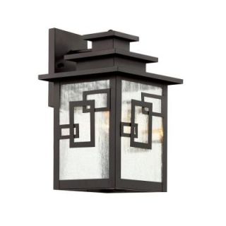 Bel Air Lighting Weathered Bronze Outdoor Wall Lantern with Seeded Window Frames 40181 WB
