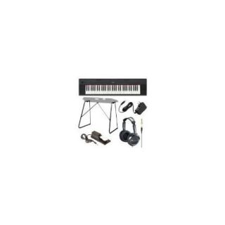 Yamaha Piaggero NP11 61 Key Lightweight Compact Portable Keyboard Bundle with Yamaha L3C Attachable Stand, Full size Stereo Headphones, Yamaha PA130 AC Adaptor and Sustain Pedal