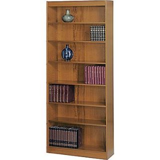 SAFCO Workspace Square Edge Veneer 7  Shelf Bookcase, Medium Oak