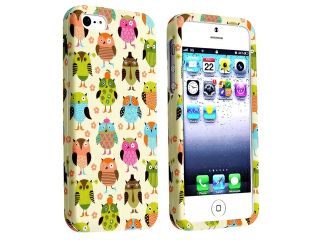 Insten Fancy Owls Snap On Rubberized Hard Case + Colorful Diamond LCD Cover Compatible with Apple iPhone 5