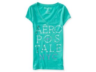 Aeropostale Womens Stacked Foil Graphic T Shirt 471 M