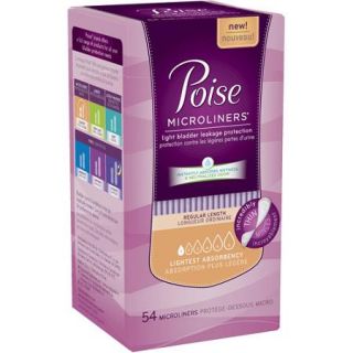 Poise Microliners Incontinence Panty Liners, 54 count