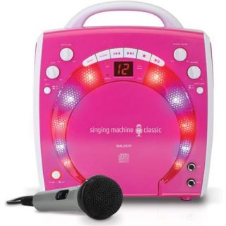 The Singing Machine SML283P Mini Karaoke Lightshow with Microphone, Pink