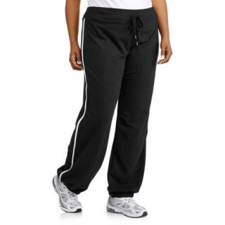 Rainbeau Women's Plus Size Banded Bottom Track Pants with Strapping Detail