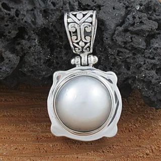 Sterling Silver and Mabe Pearl Pendant (12 mm) (Indonesia)