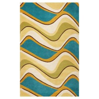 Kas Rugs Soothing Waves Lime 2 ft. 3 in. x 3 ft. 9 in. Area Rug ETE109827X45