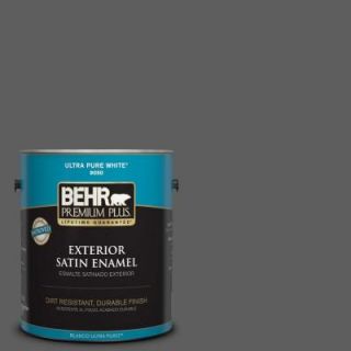 BEHR Premium Plus 1 gal. #N520 6 Asphalt Gray Satin Enamel Exterior Paint 934001