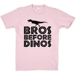 Light Pink Bros Before Dinos Crewneck Funny Graphic T Shirt (Size Large) NEW