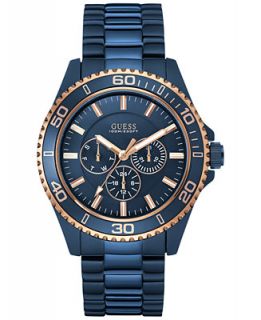 GUESS Mens Blue Ion Plated Stainless Steel Bracelet Watch 45mm