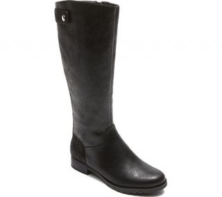 Womens Rockport Tristina Quilted Tall Waterproof Boot Wide Calf   Black Leather