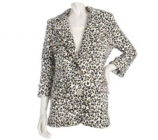 K DASH by Kardashian 3/4 Sleeve Leopard Print Knit Blazer —