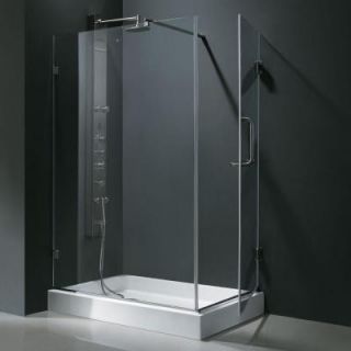 Vigo Pacifica 48.125 in. x 79.25 in. Frameless Pivot Shower Enclosure in Chrome with Clear Glass and Left Base VG6012CHCL36WL