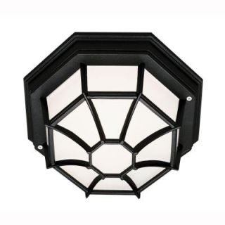 Bel Air Lighting Web 1 Light Outdoor Black Ceiling Fixture with Frosted Glass 40581 BK