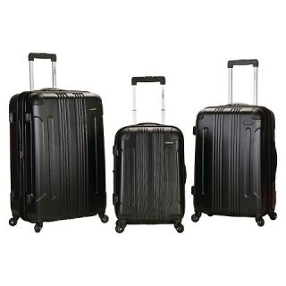Rockland Sonic 3 Piece Expandable ABS Spinner Luggage Set   Black