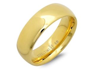 Yellow Gold Plated 6mm Stainless Steel Men's Wedding Band Ring