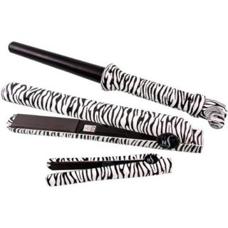 HerStyler Animal Complete Hair Styling Set, Platinum Zebra, 3 pc