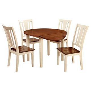 Piece Curved Edge Round Dining Table Set Wood/Cherry And Vintage
