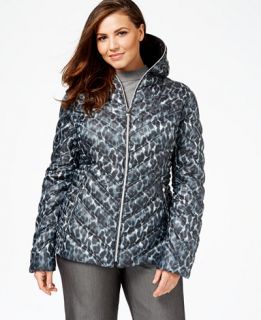 Laundry by Shelli Segal Plus Size Printed Packable Puffer Coat   Coats