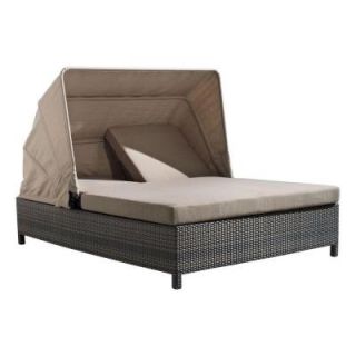 ZUO Espresso Siesta Key Double Patio Chaise Lounge with Tan Cushions 703544