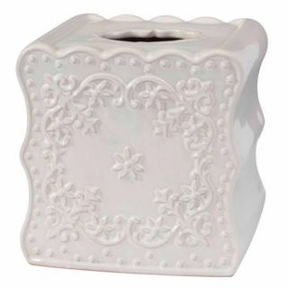 Ruffles Boutique Tissue Holder, White