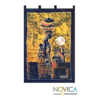 Handcrafted Woman from the Lakeside Batik Wall Hanging (Ghana