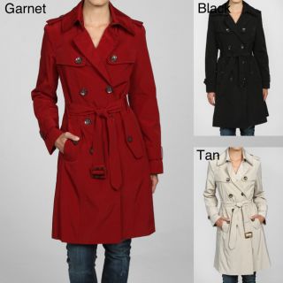 London Fog Womens Double breasted Belted Trench Coat  
