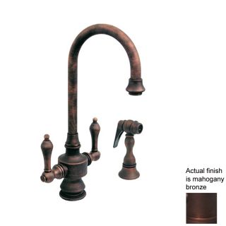 Whitehaus Collection Vintage III Mahogany Bronze 2 Handle Bar Faucet with Side Spray