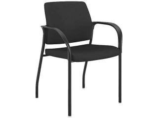 HON Ignition Guest/Multi Purpose Chair with Upholstered Back Seat and Glides, Black