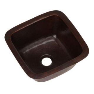 SINKOLOGY Pollock Undermount Handmade Pure Solid Copper 12 in. 0 Hole Bar Prep Sink in Aged Copper P1U 1212BC