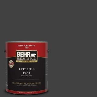 BEHR Premium Plus 1 gal. #BNC 38 Spade Black Flat Exterior Paint 430001